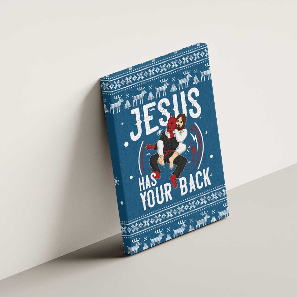 Jesus Has Your Back Jiu Jitsu Christmas Canvas Wall Art Funny Xmas Holiday Patterns - Wonder Print Shop