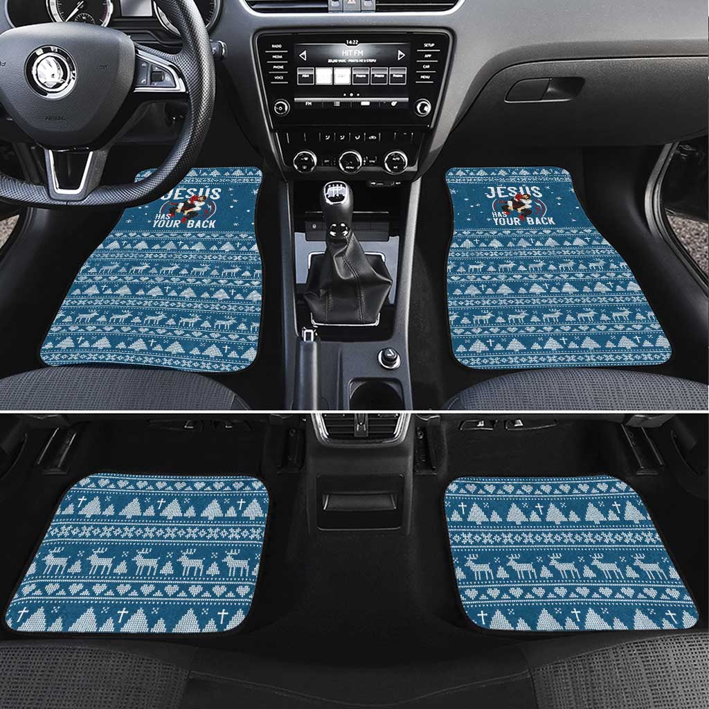 Jesus Has Your Back Jiu Jitsu Christmas Car Mats Funny Xmas Holiday Patterns - Wonder Print Shop