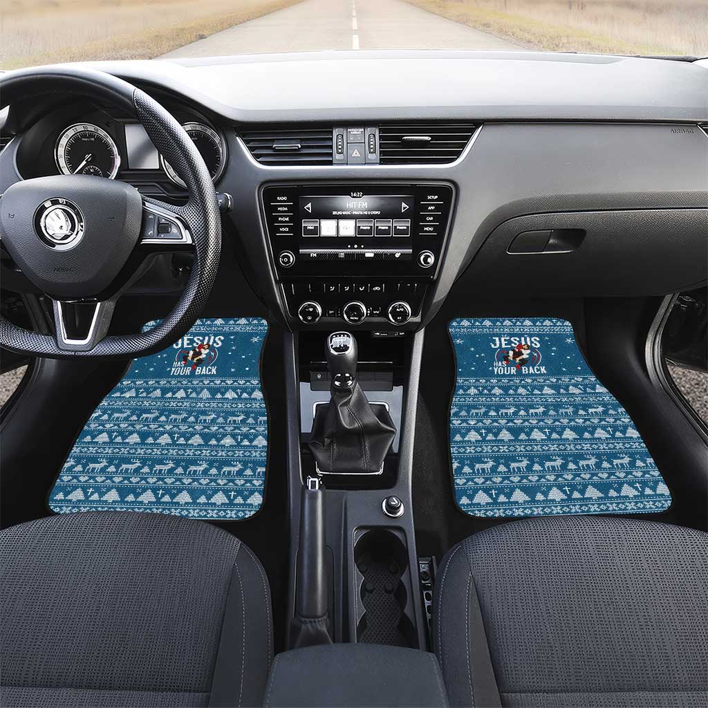 Jesus Has Your Back Jiu Jitsu Christmas Car Mats Funny Xmas Holiday Patterns - Wonder Print Shop