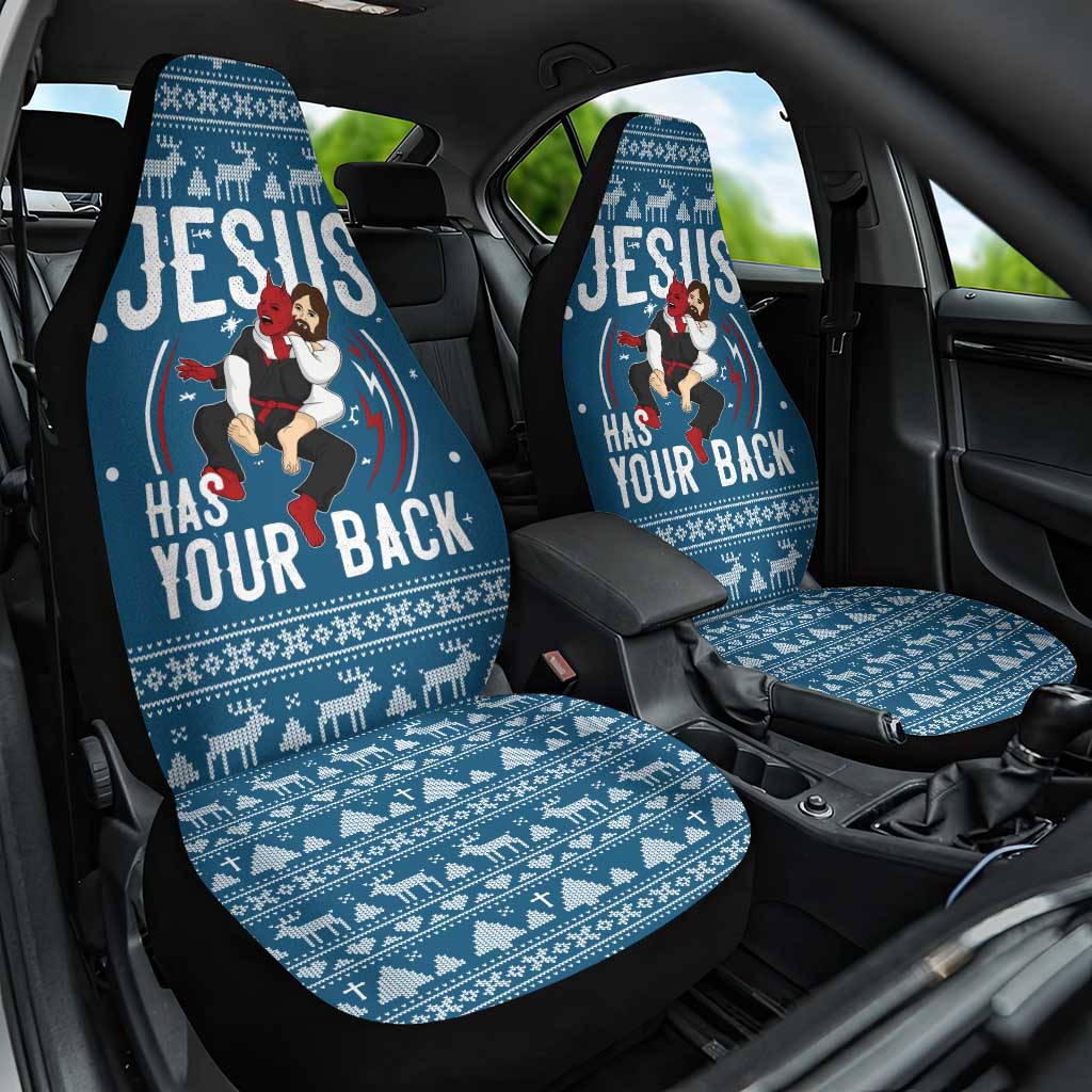 Jesus Has Your Back Jiu Jitsu Christmas Car Seat Cover Funny Xmas Holiday Patterns - Wonder Print Shop