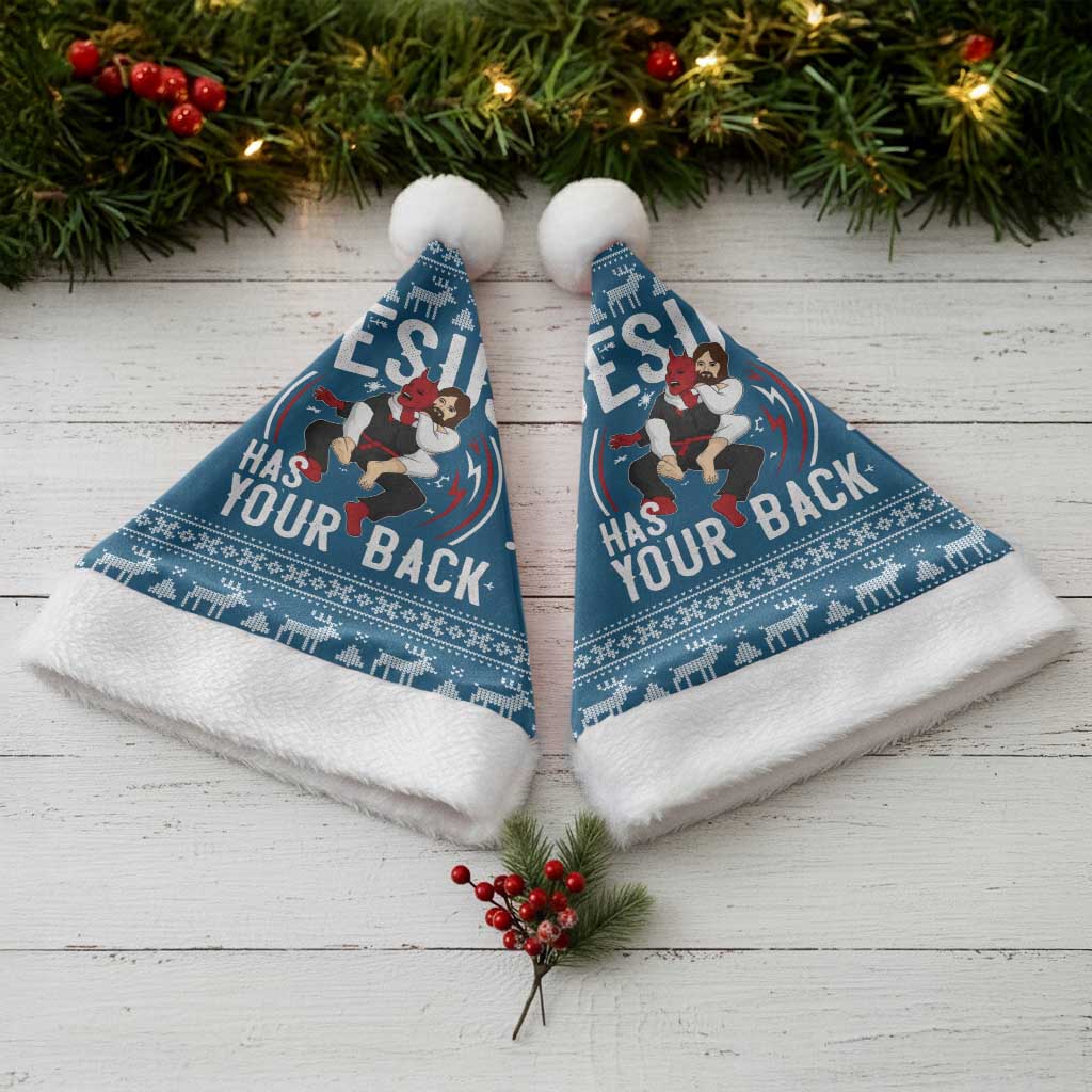 Jesus Has Your Back Jiu Jitsu Christmas Santa Hat Funny Xmas Holiday Patterns - Wonder Print Shop