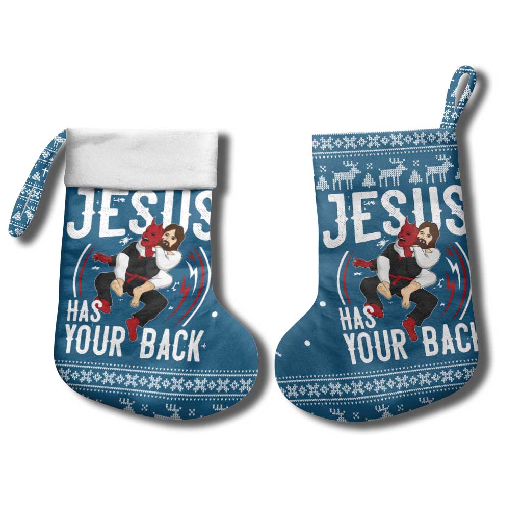 Jesus Has Your Back Jiu Jitsu Christmas Stocking Funny Xmas Holiday Patterns - Wonder Print Shop