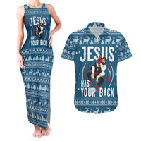 Jesus Has Your Back Jiu Jitsu Christmas Couples Matching Tank Maxi Dress and Hawaiian Shirt Funny Xmas Holiday Patterns - Wonder Print Shop