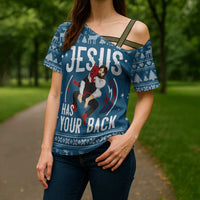 Jesus Has Your Back Jiu Jitsu Christmas Cross Shoulder Shirt Funny Xmas Holiday Patterns - Wonder Print Shop