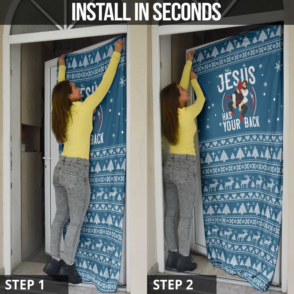 Jesus Has Your Back Jiu Jitsu Christmas Door Cover Funny Xmas Holiday Patterns - Wonder Print Shop