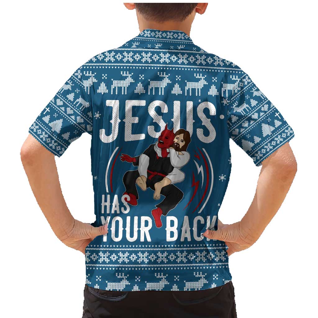 Jesus Has Your Back Jiu Jitsu Christmas Family Matching Mermaid Dress and Hawaiian Shirt Funny Xmas Holiday Patterns - Wonder Print Shop