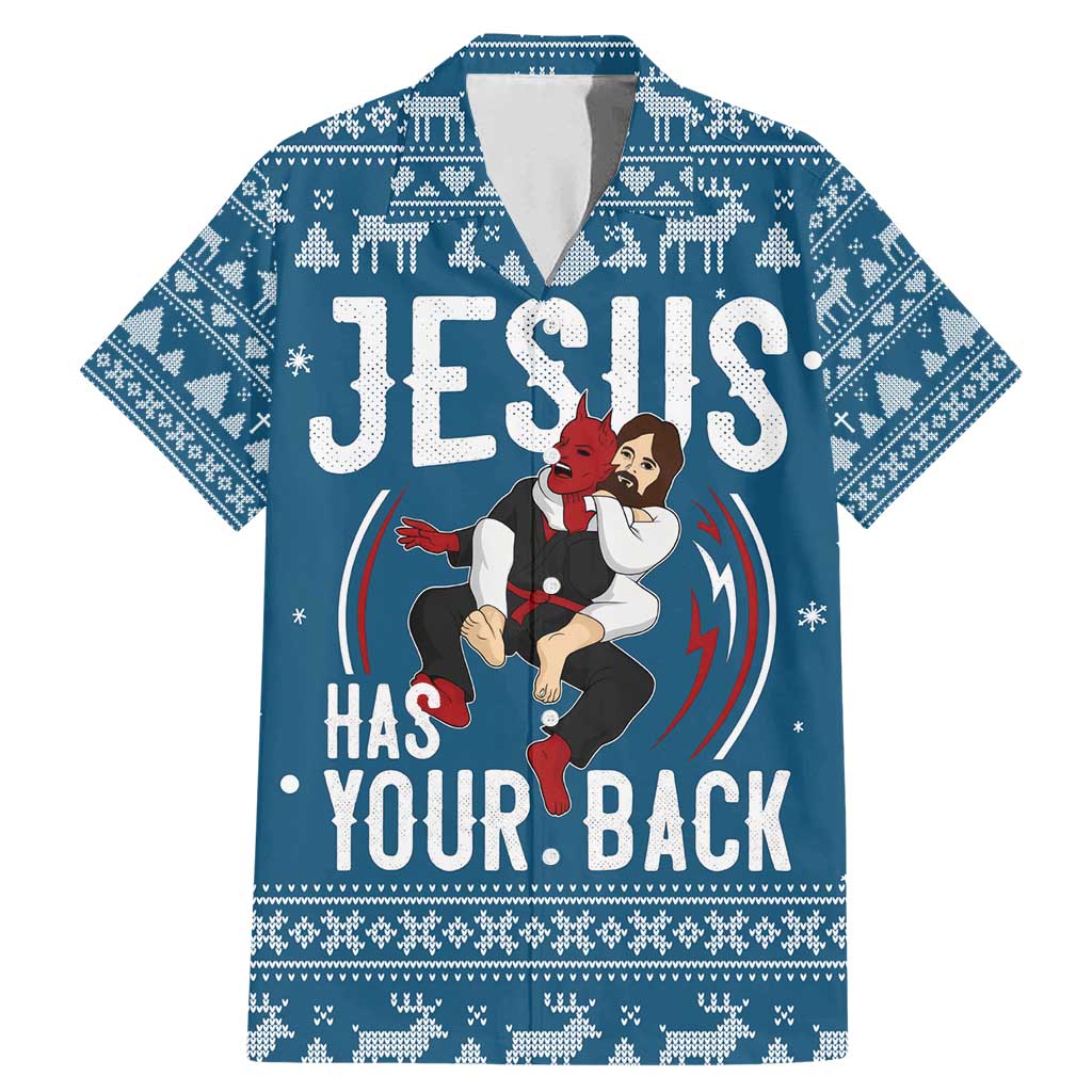 Jesus Has Your Back Jiu Jitsu Christmas Family Matching Mermaid Dress and Hawaiian Shirt Funny Xmas Holiday Patterns - Wonder Print Shop