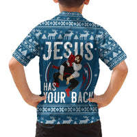 Jesus Has Your Back Jiu Jitsu Christmas Family Matching Off The Shoulder Long Sleeve Dress and Hawaiian Shirt Funny Xmas Holiday Patterns - Wonder Print Shop