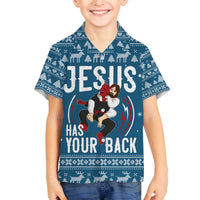 Jesus Has Your Back Jiu Jitsu Christmas Family Matching Off The Shoulder Long Sleeve Dress and Hawaiian Shirt Funny Xmas Holiday Patterns - Wonder Print Shop