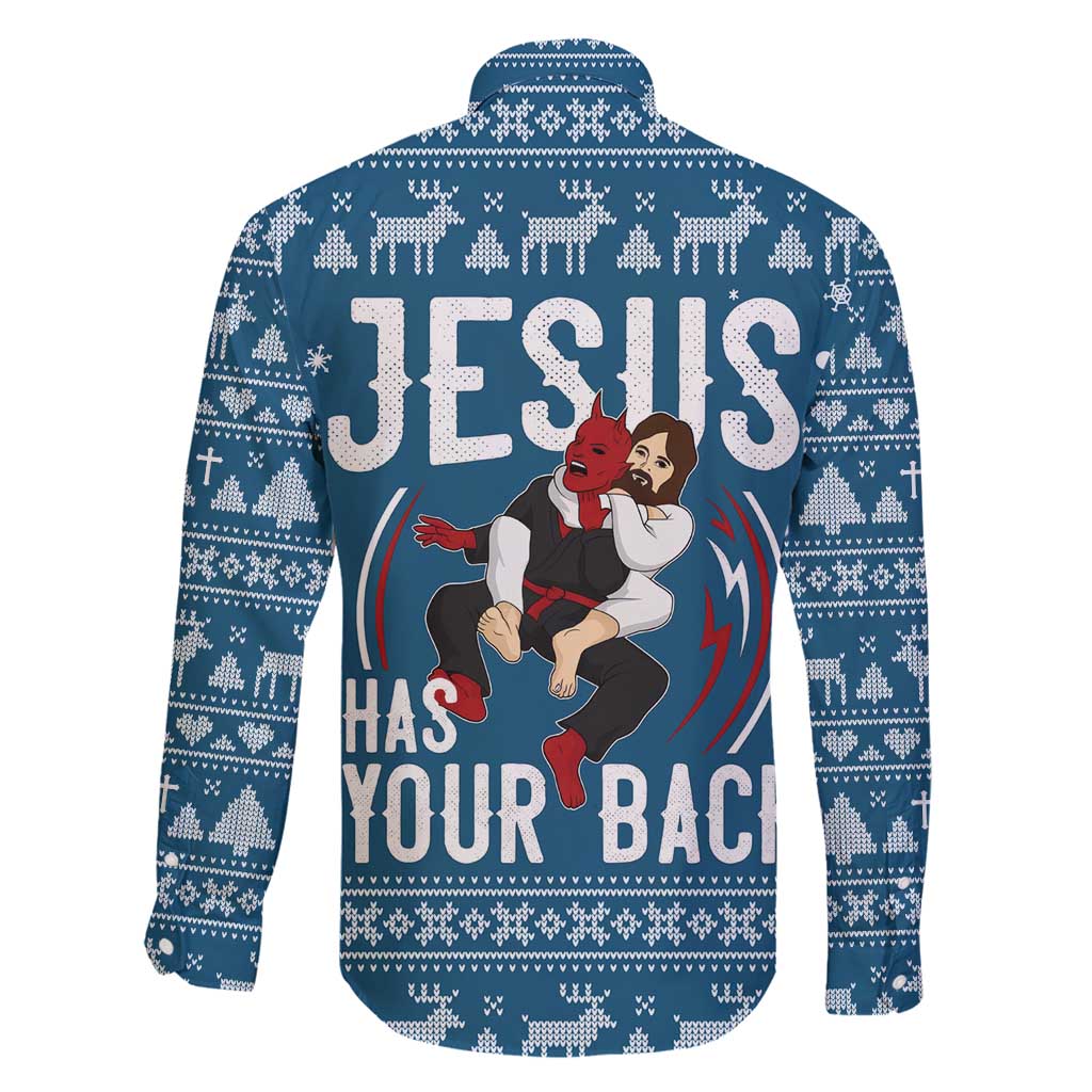 Jesus Has Your Back Jiu Jitsu Christmas Family Matching Off Shoulder Maxi Dress and Hawaiian Shirt Funny Xmas Holiday Patterns - Wonder Print Shop