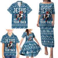 Jesus Has Your Back Jiu Jitsu Christmas Family Matching Puletasi and Hawaiian Shirt Funny Xmas Holiday Patterns - Wonder Print Shop