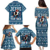 Jesus Has Your Back Jiu Jitsu Christmas Family Matching Puletasi and Hawaiian Shirt Funny Xmas Holiday Patterns - Wonder Print Shop