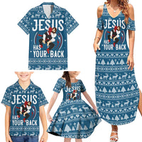 Jesus Has Your Back Jiu Jitsu Christmas Family Matching Summer Maxi Dress and Hawaiian Shirt Funny Xmas Holiday Patterns - Wonder Print Shop