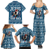 Jesus Has Your Back Jiu Jitsu Christmas Family Matching Summer Maxi Dress and Hawaiian Shirt Funny Xmas Holiday Patterns - Wonder Print Shop