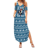 Jesus Has Your Back Jiu Jitsu Christmas Family Matching Summer Maxi Dress and Hawaiian Shirt Funny Xmas Holiday Patterns - Wonder Print Shop