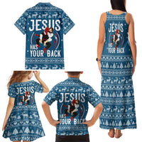 Jesus Has Your Back Jiu Jitsu Christmas Family Matching Tank Maxi Dress and Hawaiian Shirt Funny Xmas Holiday Patterns - Wonder Print Shop