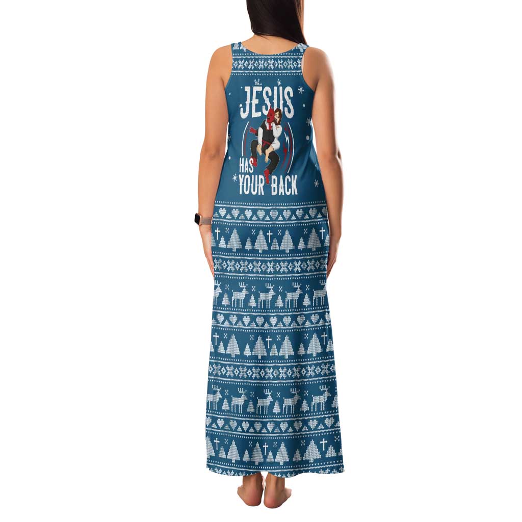 Jesus Has Your Back Jiu Jitsu Christmas Family Matching Tank Maxi Dress and Hawaiian Shirt Funny Xmas Holiday Patterns - Wonder Print Shop