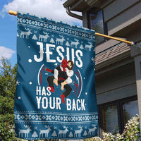 Jesus Has Your Back Jiu Jitsu Christmas Garden Flag Funny Xmas Holiday Patterns - Wonder Print Shop