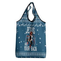 Jesus Has Your Back Jiu Jitsu Christmas Grocery Bag Funny Xmas Holiday Patterns - Wonder Print Shop