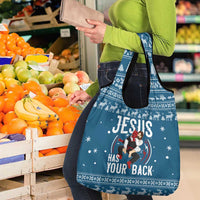 Jesus Has Your Back Jiu Jitsu Christmas Grocery Bag Funny Xmas Holiday Patterns - Wonder Print Shop