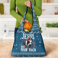 Jesus Has Your Back Jiu Jitsu Christmas Grocery Bag Funny Xmas Holiday Patterns - Wonder Print Shop