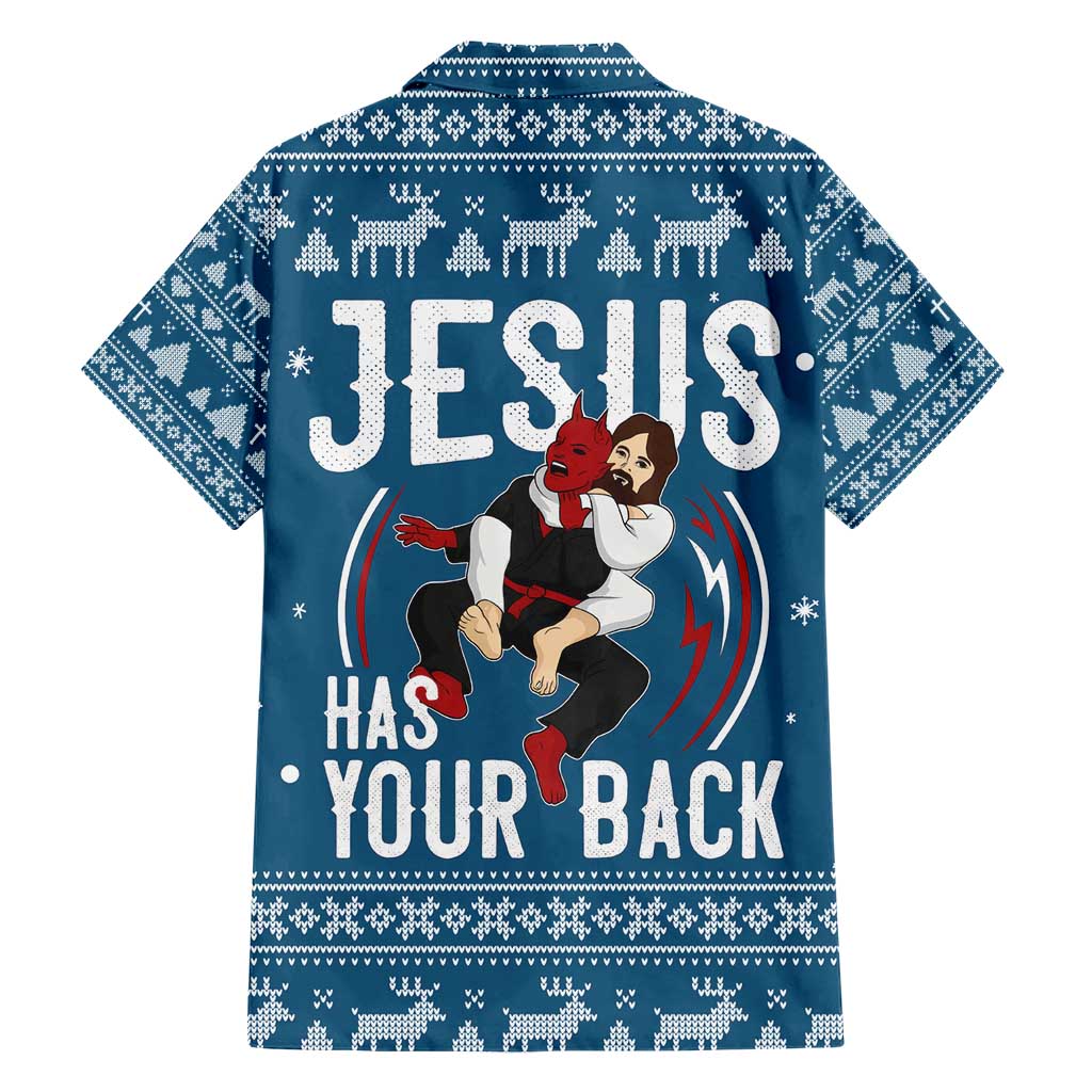Jesus Has Your Back Jiu Jitsu Christmas Hawaiian Shirt Funny Xmas Holiday Patterns - Wonder Print Shop