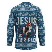 Jesus Has Your Back Jiu Jitsu Christmas Hockey Jersey Funny Xmas Holiday Patterns - Wonder Print Shop