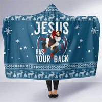 Jesus Has Your Back Jiu Jitsu Christmas Hooded Blanket Funny Xmas Holiday Patterns - Wonder Print Shop