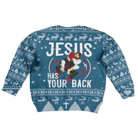 Jesus Has Your Back Jiu Jitsu Christmas Kid Ugly Christmas Sweater Funny Xmas Holiday Patterns - Wonder Print Shop