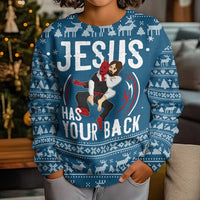 Jesus Has Your Back Jiu Jitsu Christmas Kid Ugly Christmas Sweater Funny Xmas Holiday Patterns - Wonder Print Shop