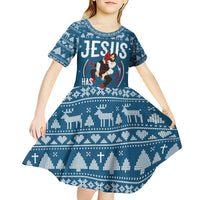 Jesus Has Your Back Jiu Jitsu Christmas Kid Short Sleeve Dress Funny Xmas Holiday Patterns - Wonder Print Shop