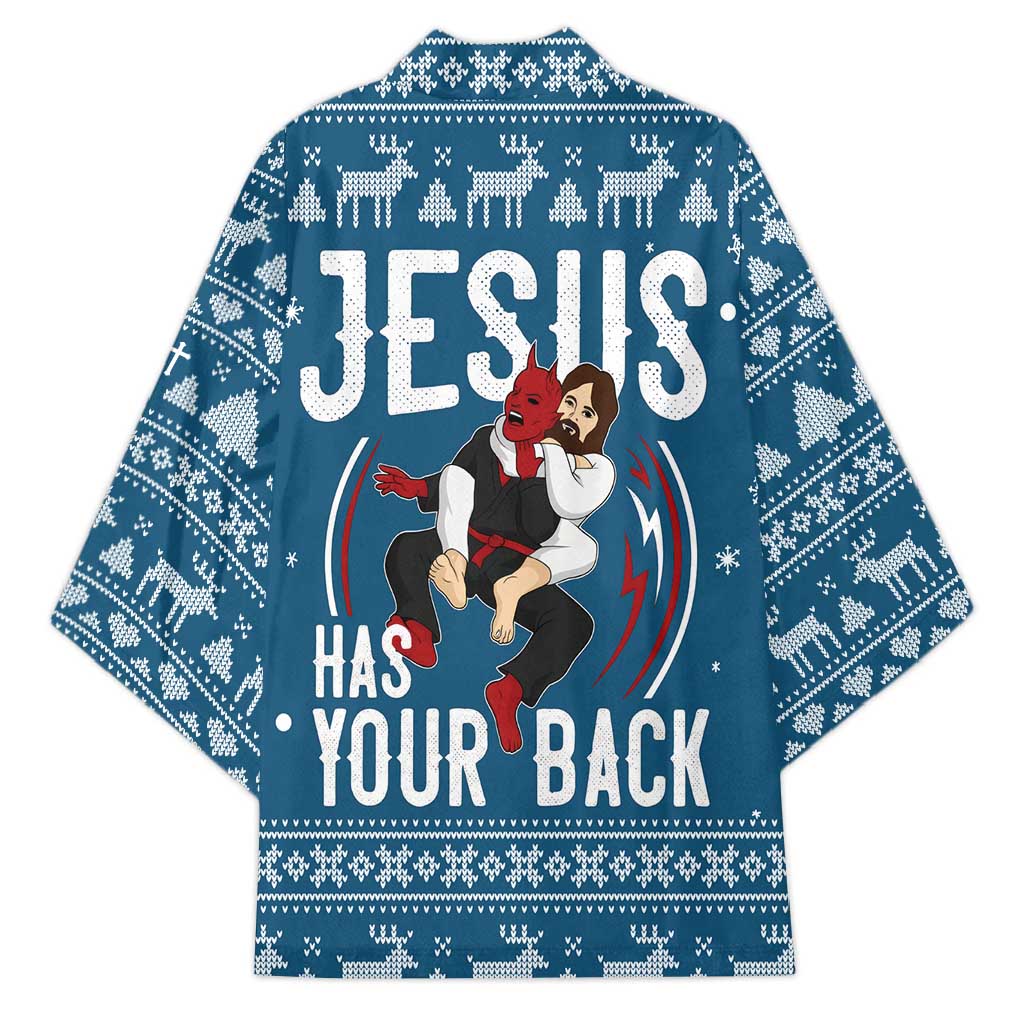 Jesus Has Your Back Jiu Jitsu Christmas Kimono Funny Xmas Holiday Patterns - Wonder Print Shop