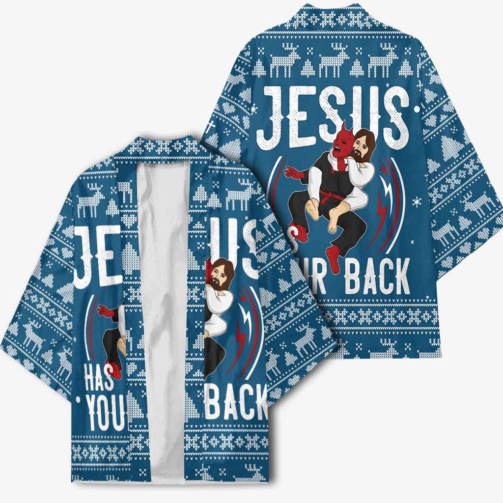 Jesus Has Your Back Jiu Jitsu Christmas Kimono Funny Xmas Holiday Patterns - Wonder Print Shop