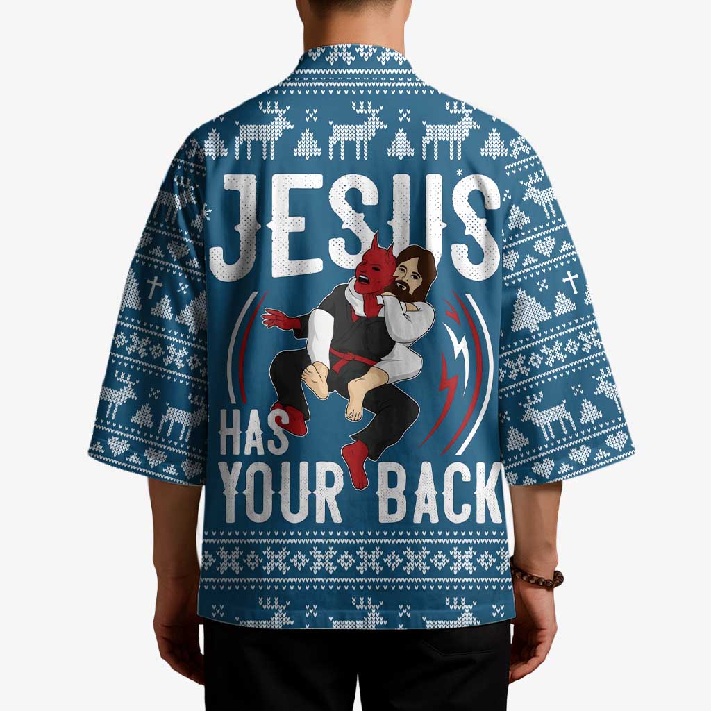 Jesus Has Your Back Jiu Jitsu Christmas Kimono Funny Xmas Holiday Patterns - Wonder Print Shop