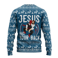 Jesus Has Your Back Jiu Jitsu Christmas Ugly Christmas Sweater Funny Xmas Holiday Patterns - Wonder Print Shop