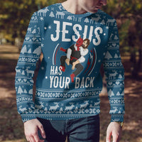 Jesus Has Your Back Jiu Jitsu Christmas Ugly Christmas Sweater Funny Xmas Holiday Patterns - Wonder Print Shop