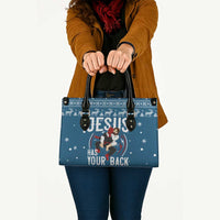 Jesus Has Your Back Jiu Jitsu Christmas Leather Bag Funny Xmas Holiday Patterns - Wonder Print Shop