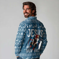 Jesus Has Your Back Jiu Jitsu Christmas Long Sleeve Polo Shirt Funny Xmas Holiday Patterns - Wonder Print Shop