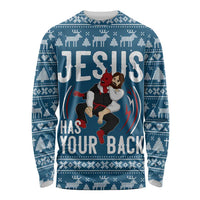 Jesus Has Your Back Jiu Jitsu Christmas Long Sleeve Shirt Funny Xmas Holiday Patterns - Wonder Print Shop