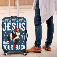 Jesus Has Your Back Jiu Jitsu Christmas Luggage Cover Funny Xmas Holiday Patterns - Wonder Print Shop