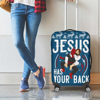 Jesus Has Your Back Jiu Jitsu Christmas Luggage Cover Funny Xmas Holiday Patterns - Wonder Print Shop