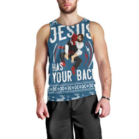 Jesus Has Your Back Jiu Jitsu Christmas Men Tank Top Funny Xmas Holiday Patterns - Wonder Print Shop
