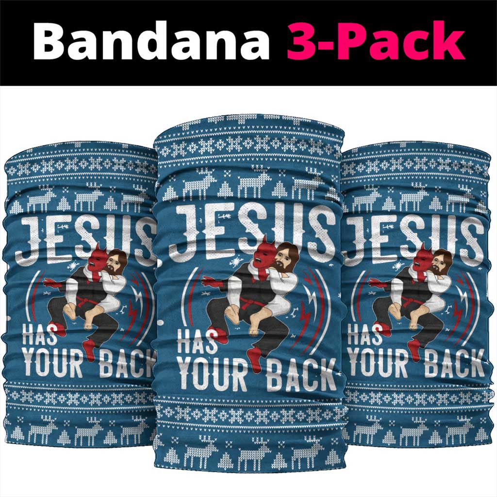 Jesus Has Your Back Jiu Jitsu Christmas Neck Gaiter Funny Xmas Holiday Patterns - Wonder Print Shop