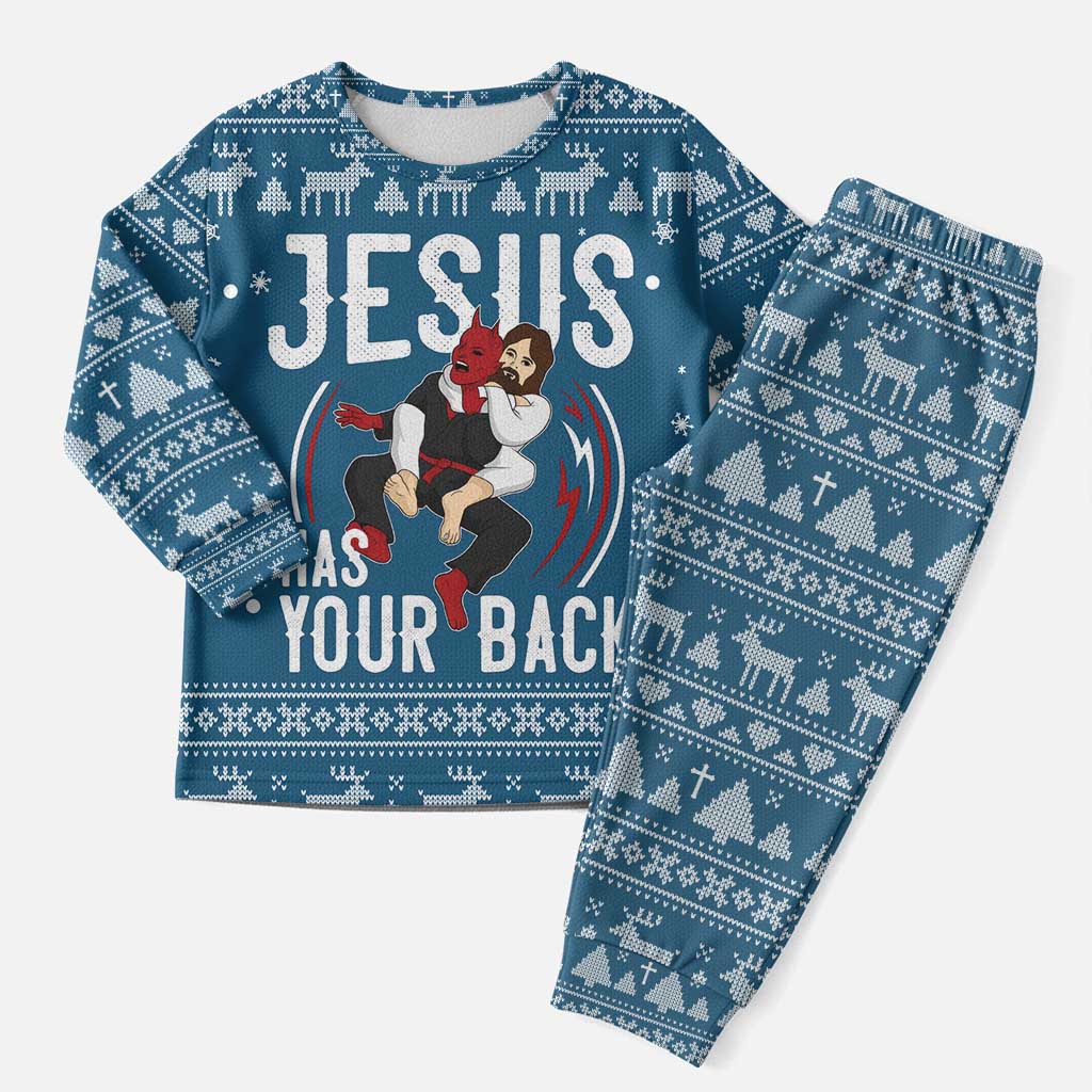 Jesus Has Your Back Jiu Jitsu Christmas Pajama Set Funny Xmas Holiday Patterns - Wonder Print Shop