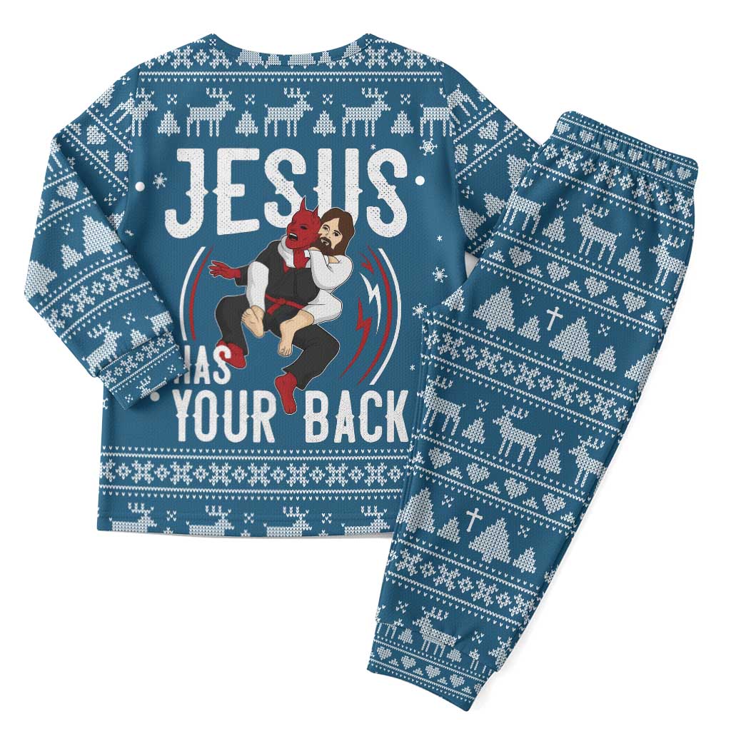 Jesus Has Your Back Jiu Jitsu Christmas Pajama Set Funny Xmas Holiday Patterns - Wonder Print Shop