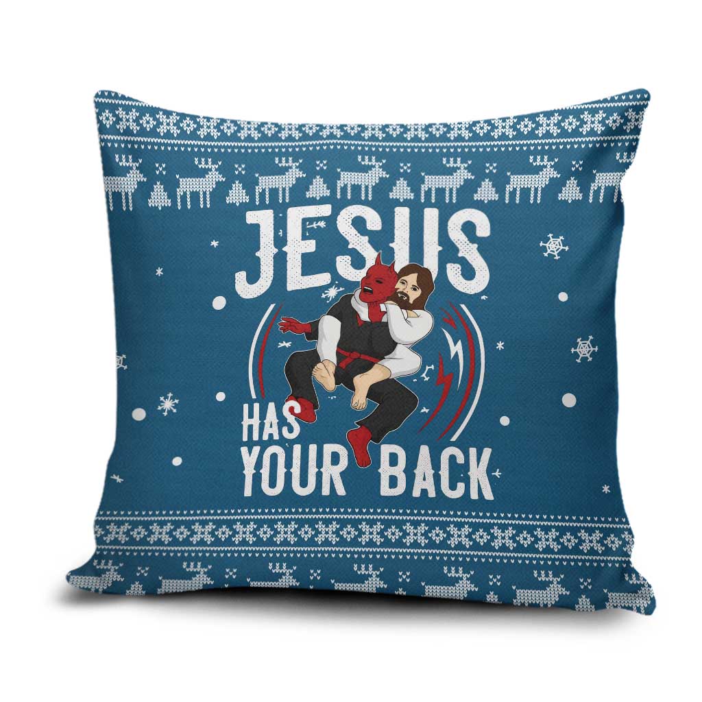 Jesus Has Your Back Jiu Jitsu Christmas Pillow Cover Funny Xmas Holiday Patterns - Wonder Print Shop