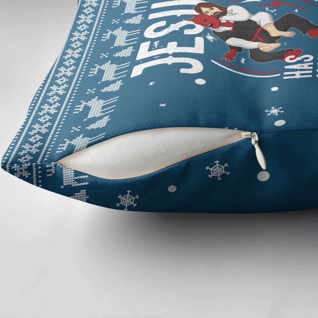 Jesus Has Your Back Jiu Jitsu Christmas Pillow Cover Funny Xmas Holiday Patterns - Wonder Print Shop
