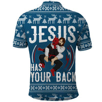 Jesus Has Your Back Jiu Jitsu Christmas Polo Shirt Funny Xmas Holiday Patterns - Wonder Print Shop