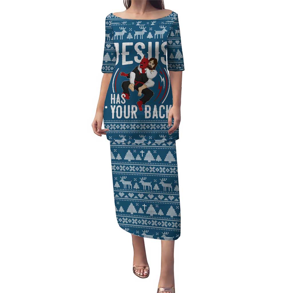 Jesus Has Your Back Jiu Jitsu Christmas Puletasi Funny Xmas Holiday Patterns - Wonder Print Shop