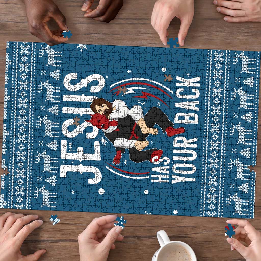 Jesus Has Your Back Jiu Jitsu Christmas Puzzle Funny Xmas Holiday Patterns - Wonder Print Shop